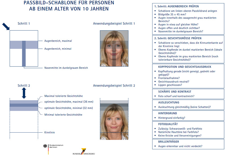 PASSBILD-SCHABLONE FÜR PERSONEN AB EINEM ALTER VON 10 JAHREN