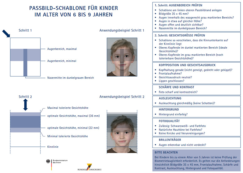 PASSBILD-SCHABLONE FÜR KINDER IM ALTER VON 6 BIS 9 JAHREN